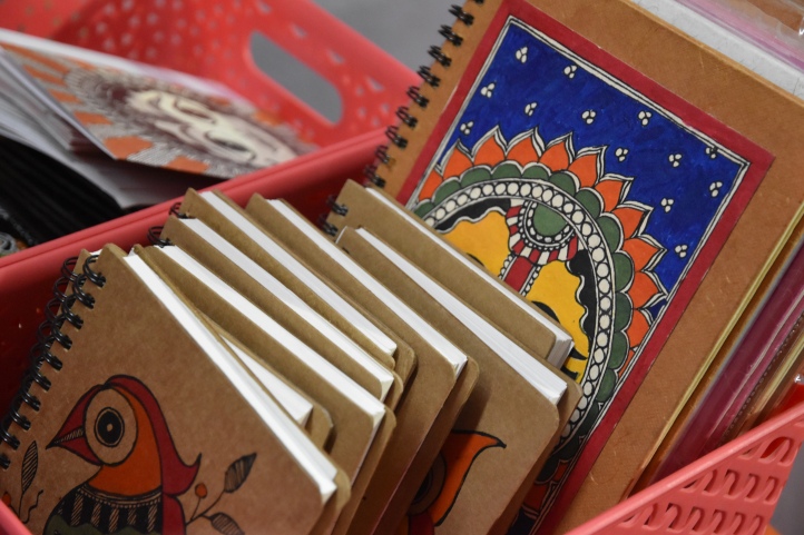 Books with covers in Madhubani paintings